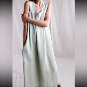 Sleeveless Mint Green Linen Maxi Dress